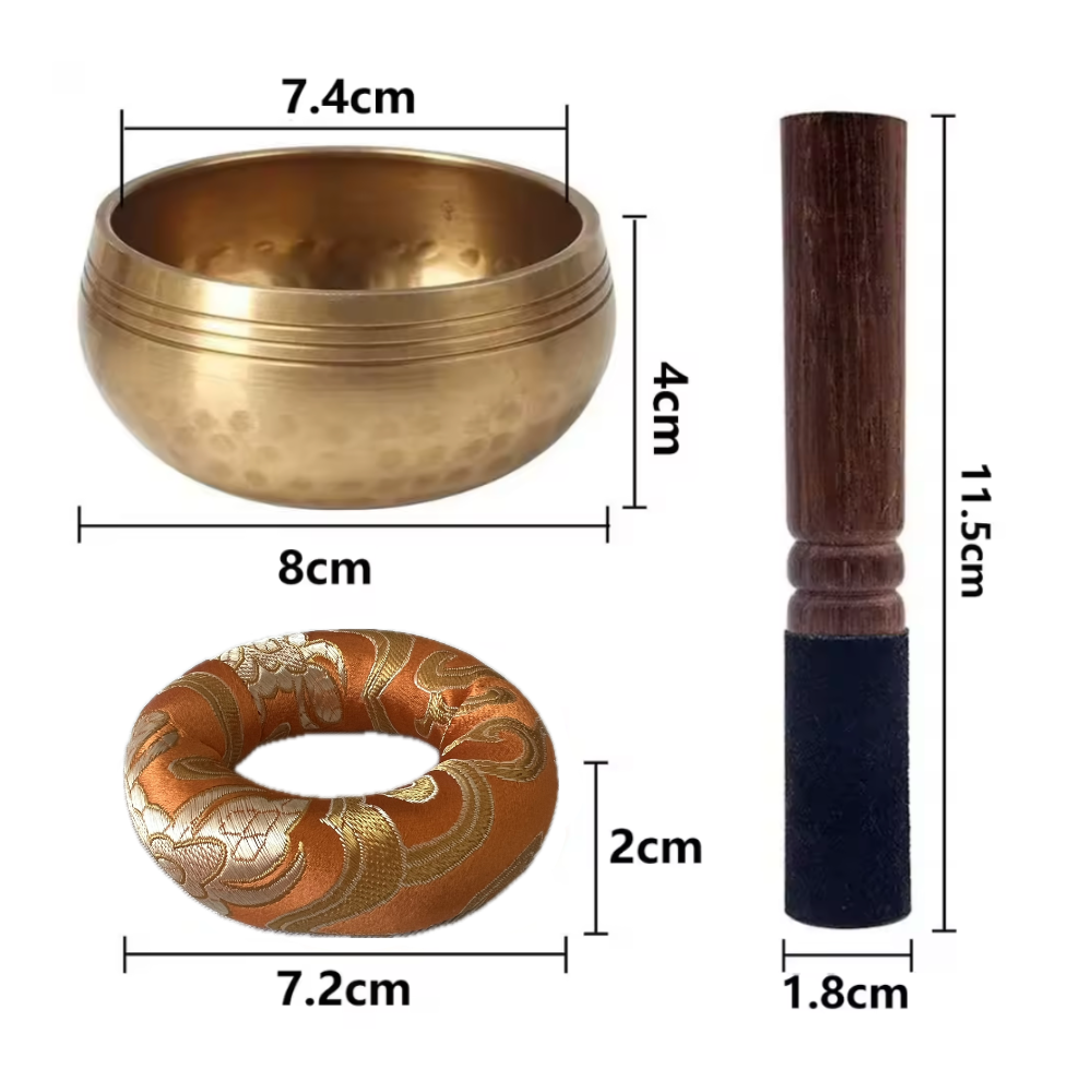 Tibetan Singing Bowl Set — Meditation Singing Bowl for Yoga, Chakra Healing, Mindfulness, and Stress Relief